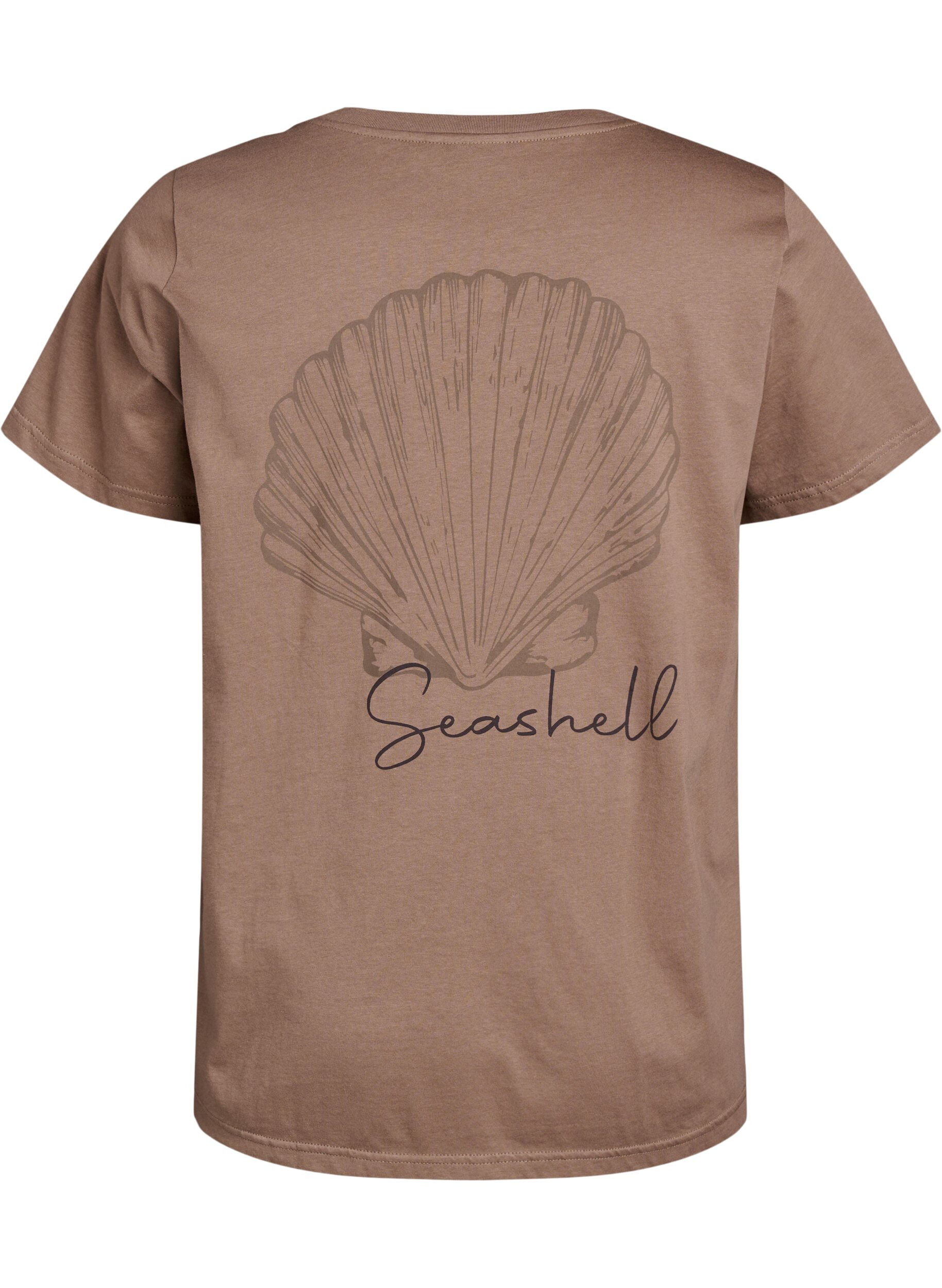 Zizzi T-Shirt mit Printdetail, Braun, Packshot image number 1