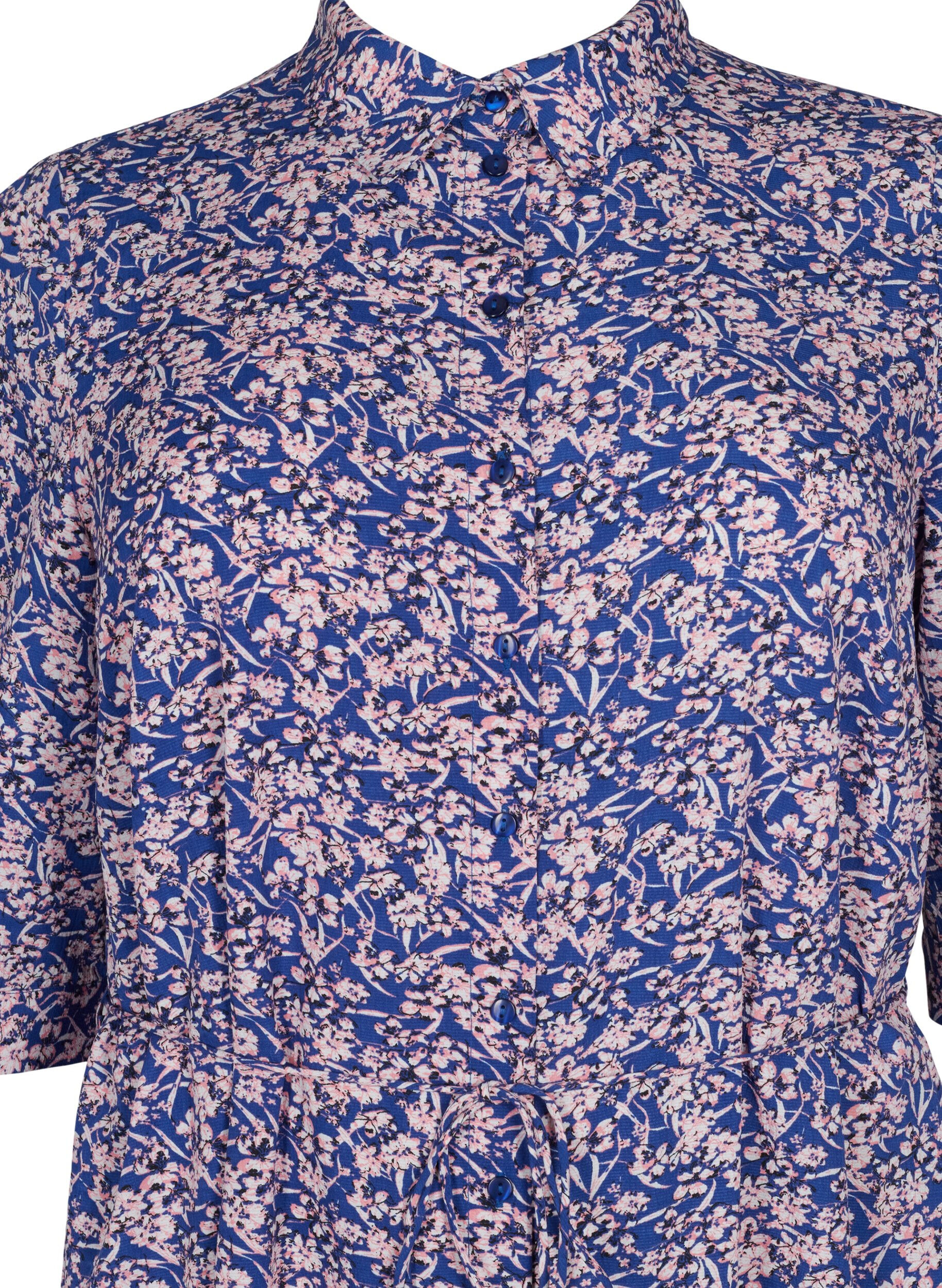 Zizzi FLASH - Hemdkleid mit Blumenprint, Strong Blue Flower, Packshot image number 2
