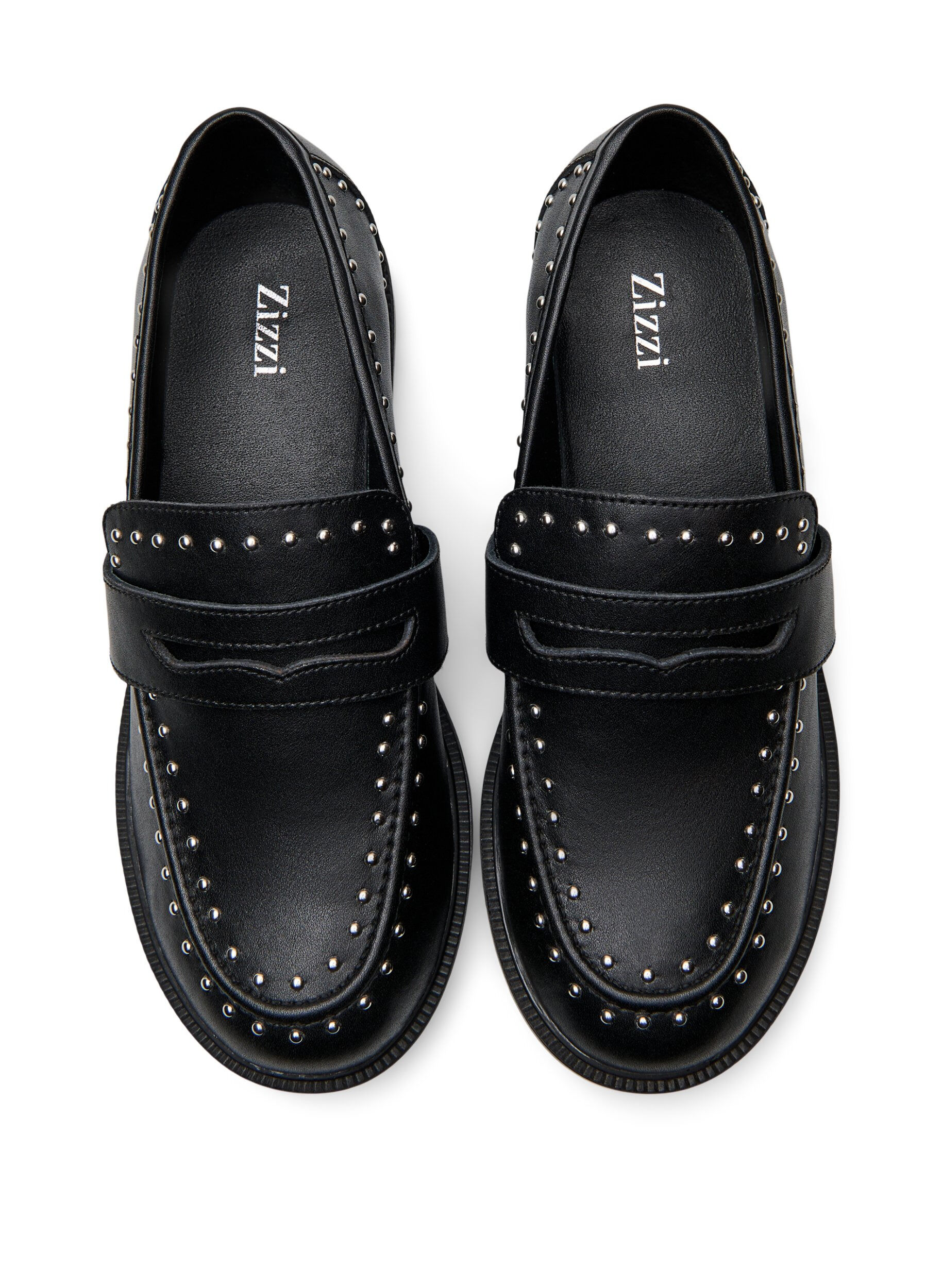 Zizzi Extra-Weite - Lederloafer mit Nieten, Schwarz, Packshot image number 2
