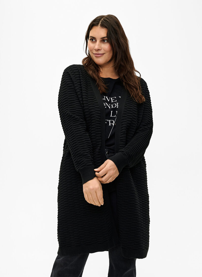 Strickjacke aus Baumwoll-Viskose-Mix, Black, Model image number 0