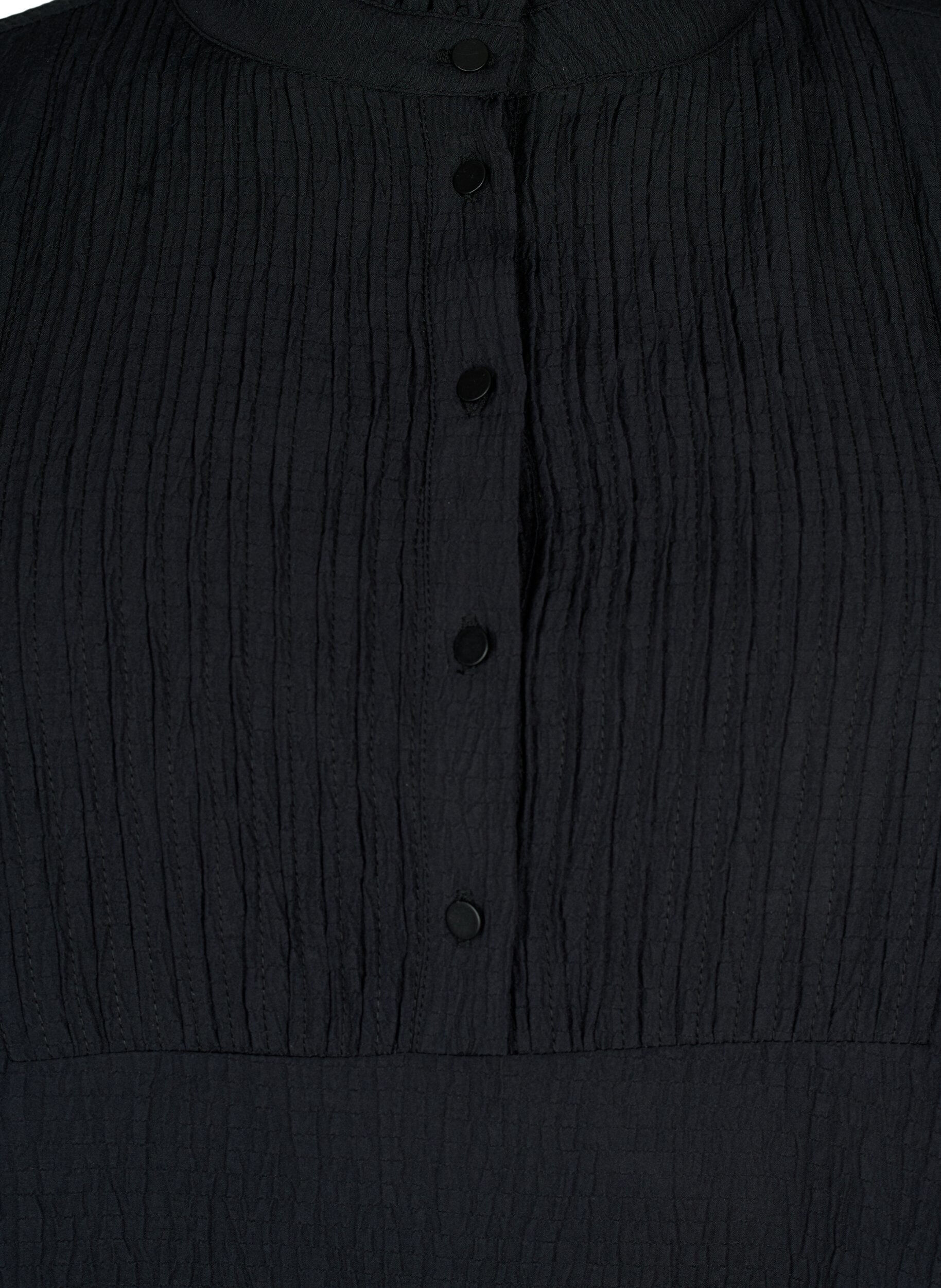 Zizzi Lang&auml;rmlige Bluse mit R&uuml;schenkragen, Black, Packshot image number 2