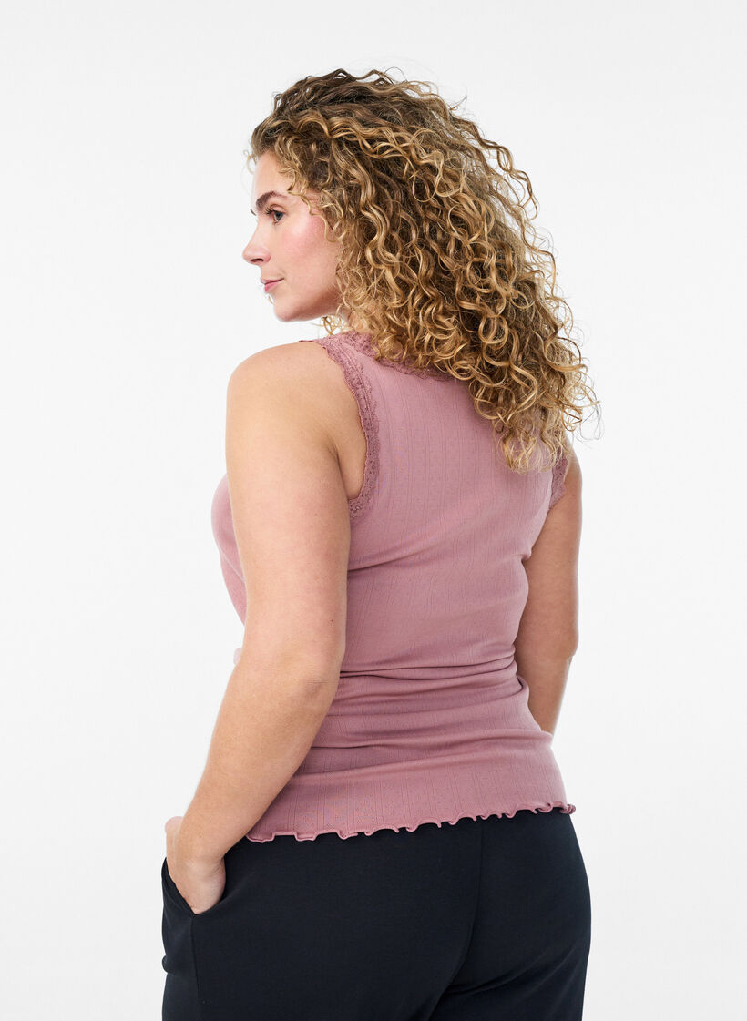 Tanktop mit Spitzen und Lochstickerei, Rot, Model image number 2