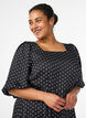 Gepunktetes Midikleid mit eckigem Ausschnitt, Schwarz, Model image number 2
