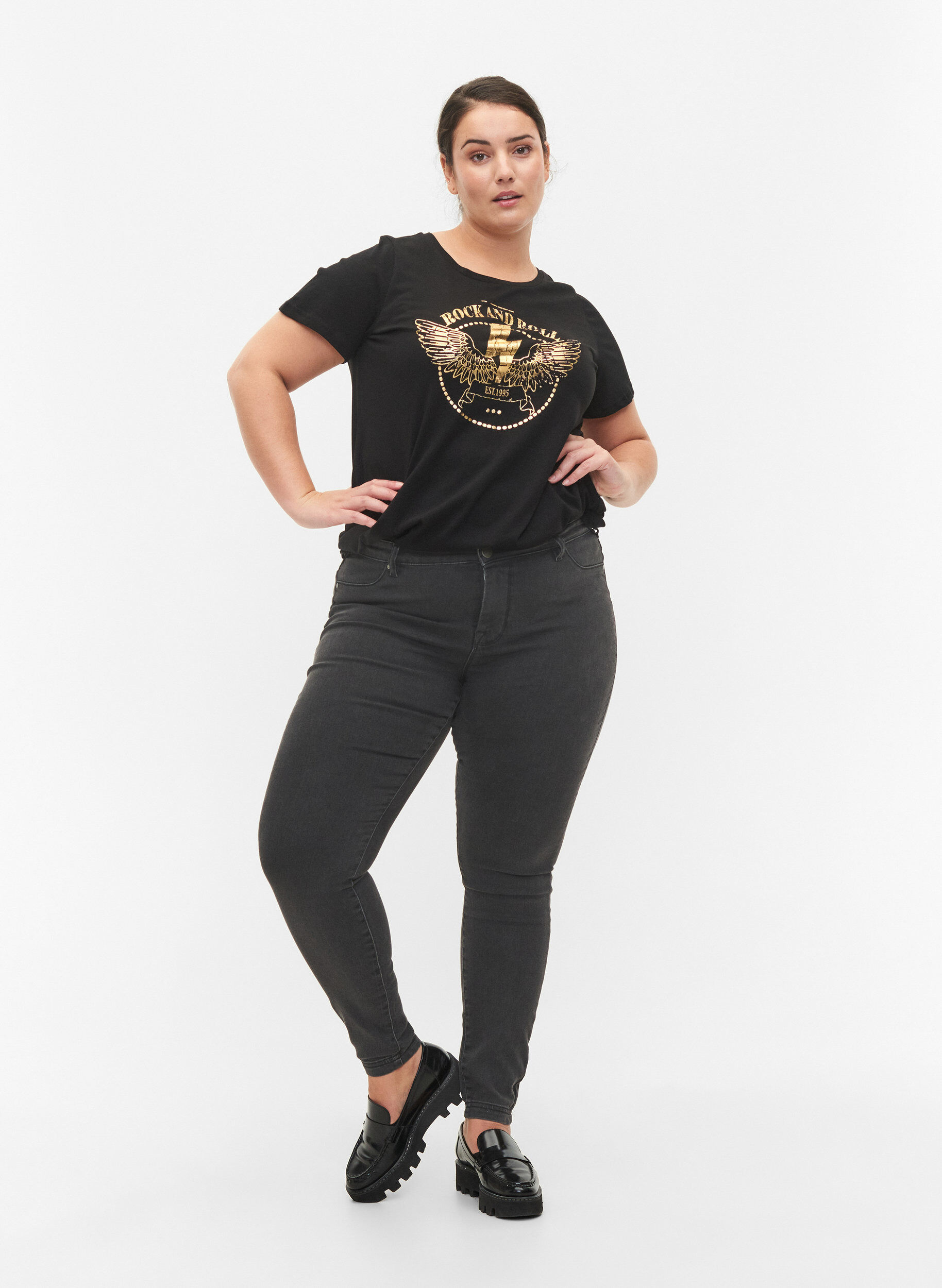 Jeggings aus Baumwollmischung, Grey Denim, Model