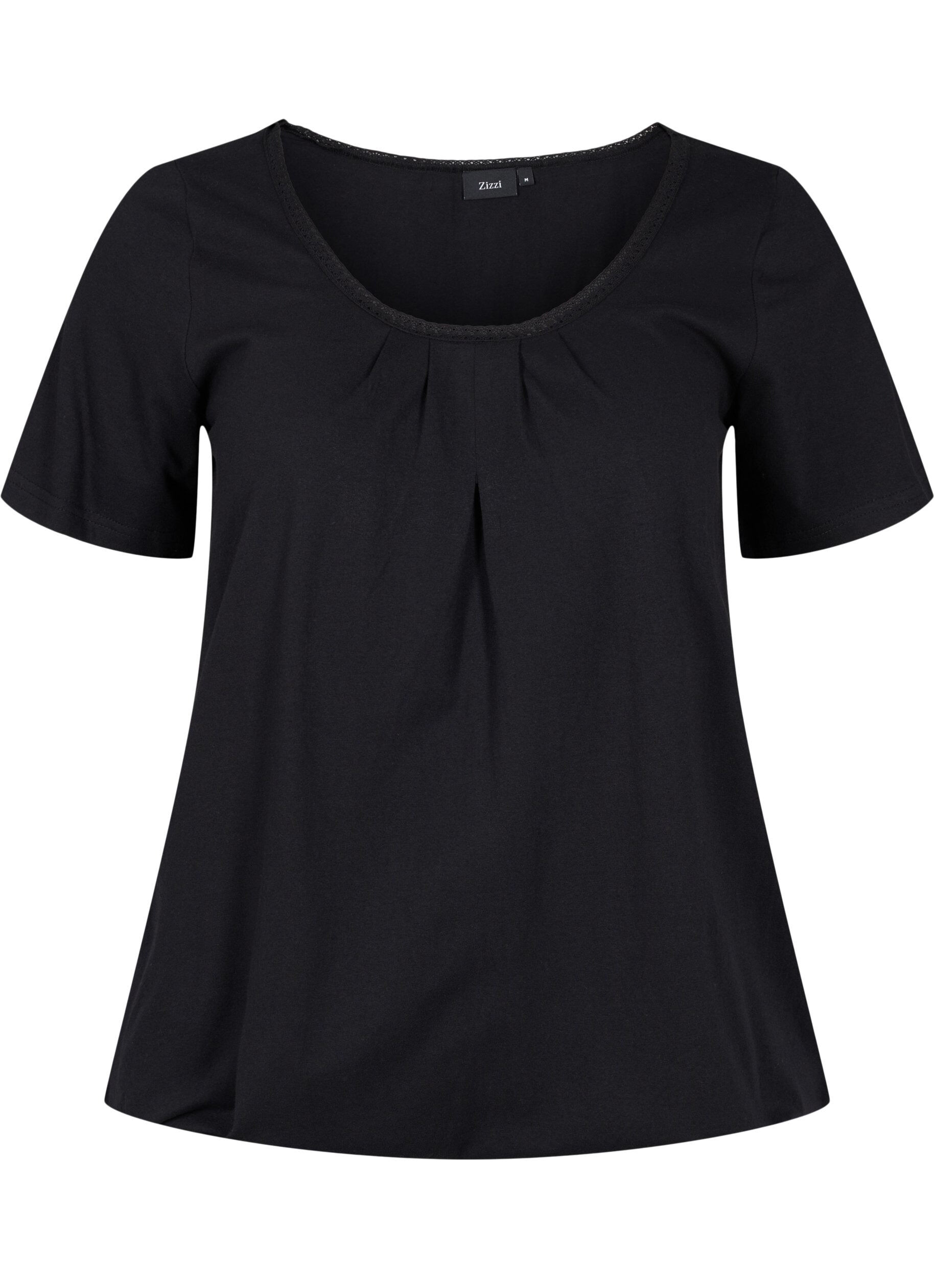 Zizzi Kurzarm Baumwoll-T-Shirt, Black, Packshot image number 0