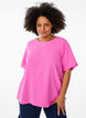 Kurzärmelige Bluse mit Rundhalsausschnitt, Pink, Model image number 0