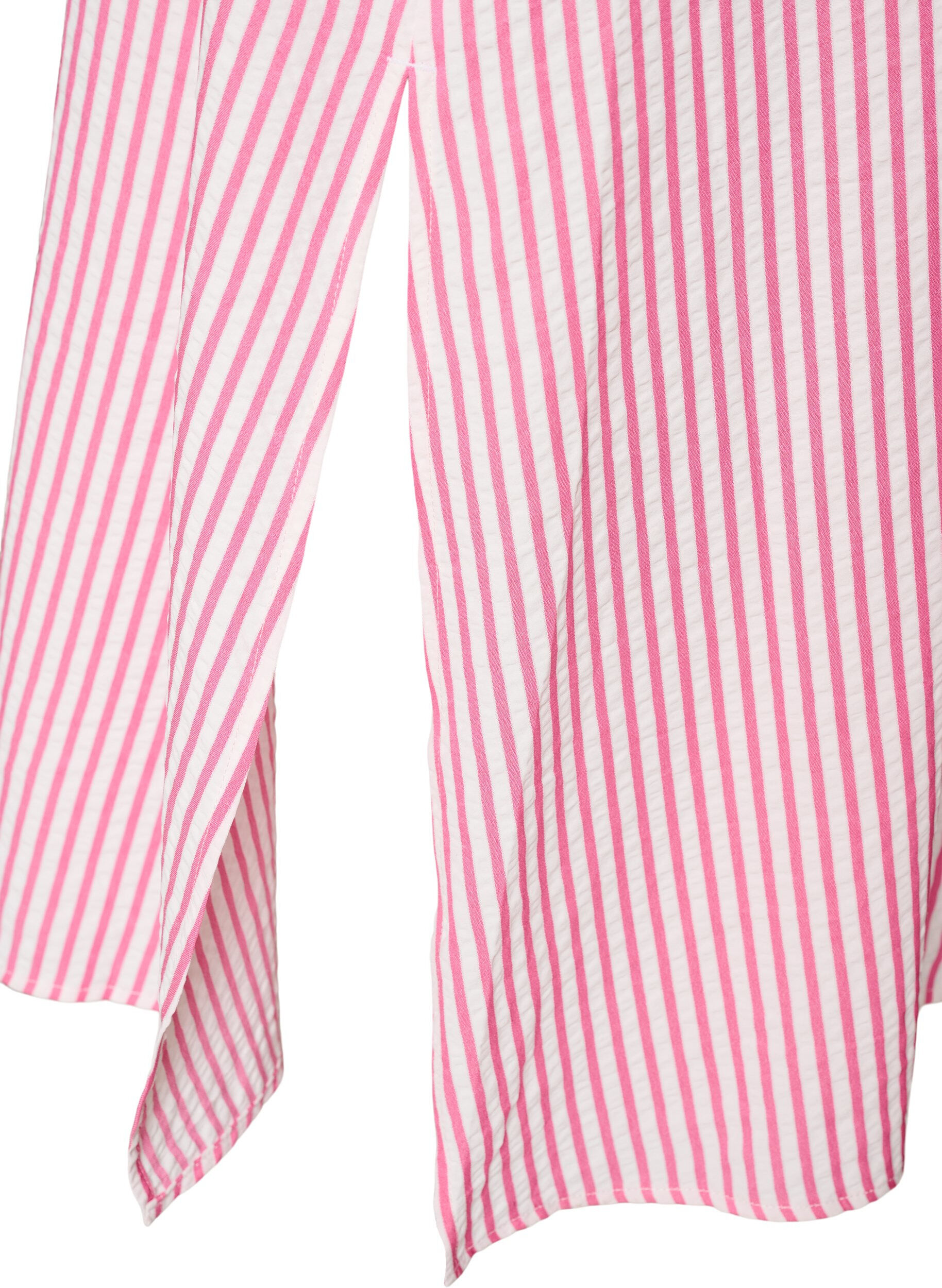 ZizziKn&ouml;chellanges Hemdblusenkleid mit Bindeg&uuml;rtel und Streifen, Pink, Packshot image number 3