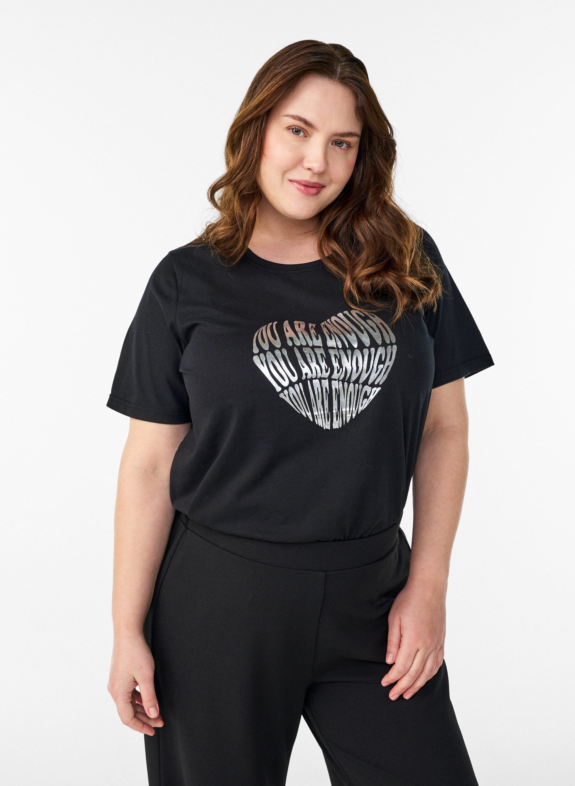 Zizzi FLASH - T-Shirt mit Print, Schwarz, Model image number 0