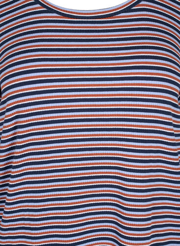 Langarm Bluse mit Streifen, Mahogany/Navy Stripe, Packshot image number 2