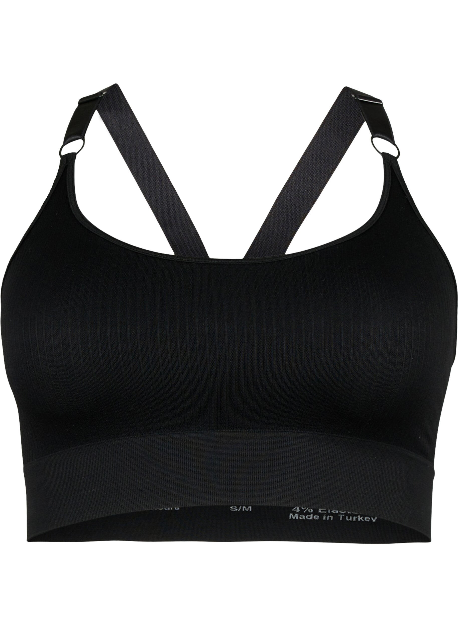 Zizzi Seamless Sport-BH in Ripp-Qualit&auml;t, Black, Packshot image number 0