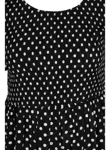 Viskosekleid mit Print und Smock, Black Dot, Packshot image number 2