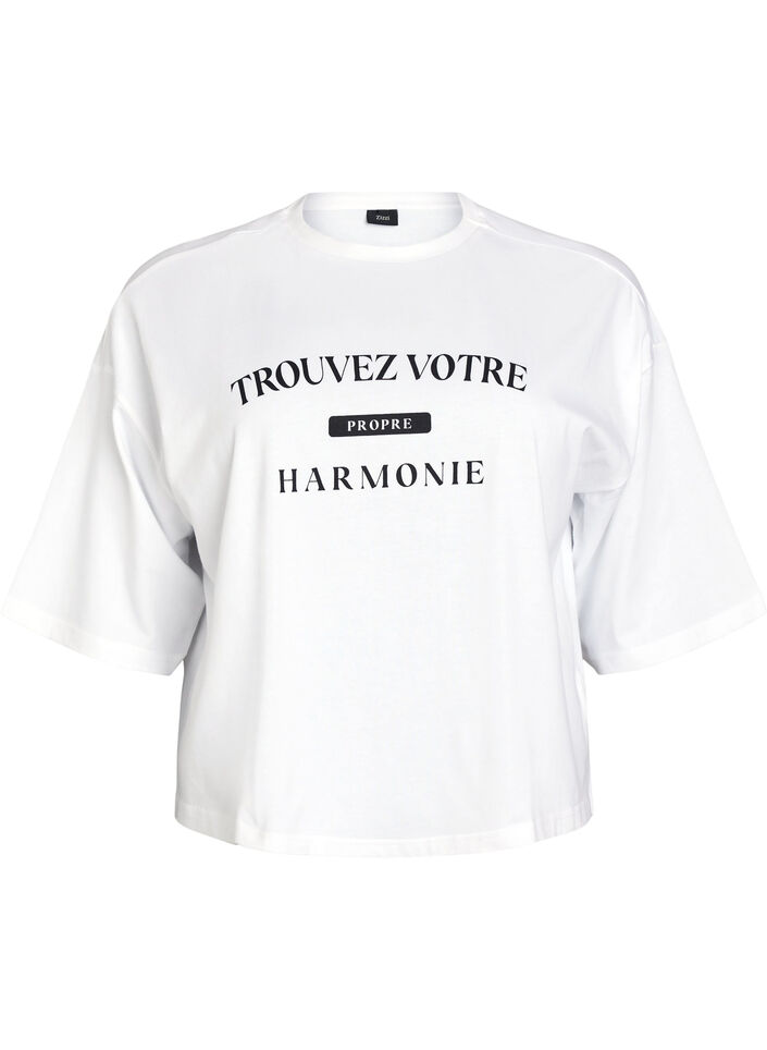Kurzes T-Shirt mit Lockere Passform, Weiß, Packshot image number 0