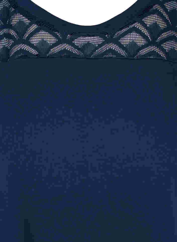 Baumwoll-T-Shirt mit Spitze und kurzen Ärmeln, Navy Blazer, Packshot image number 2