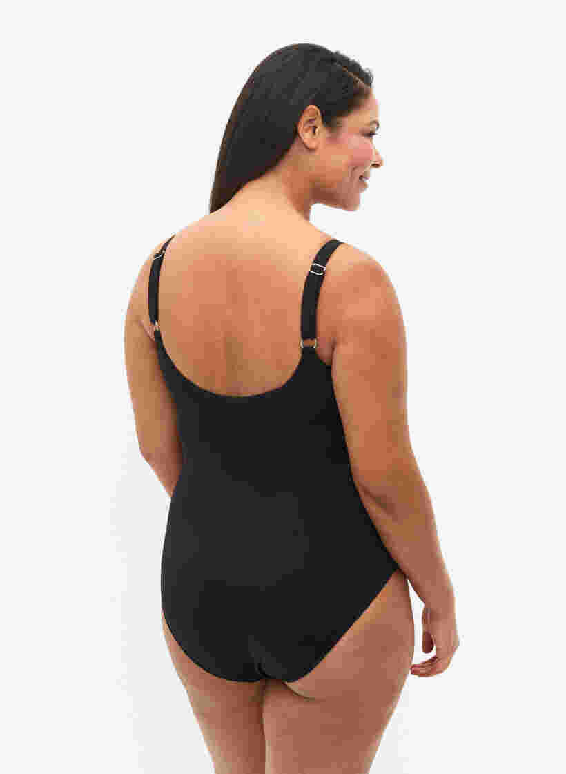 Badeanzug mit Drapierungen, Black, Model image number 1