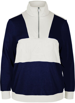 Sweatshirt mit Colour-Block, Night Sky/Off White, Packshot image number 0