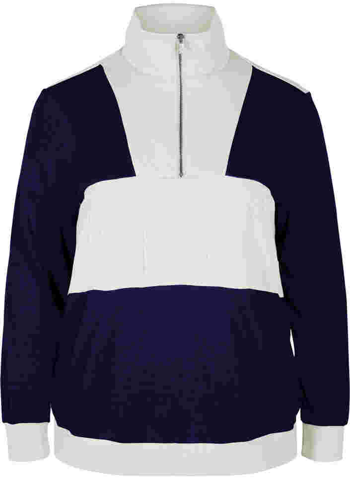 Sweatshirt mit Colourblock, Night Sky/Off White, Packshot image number 0