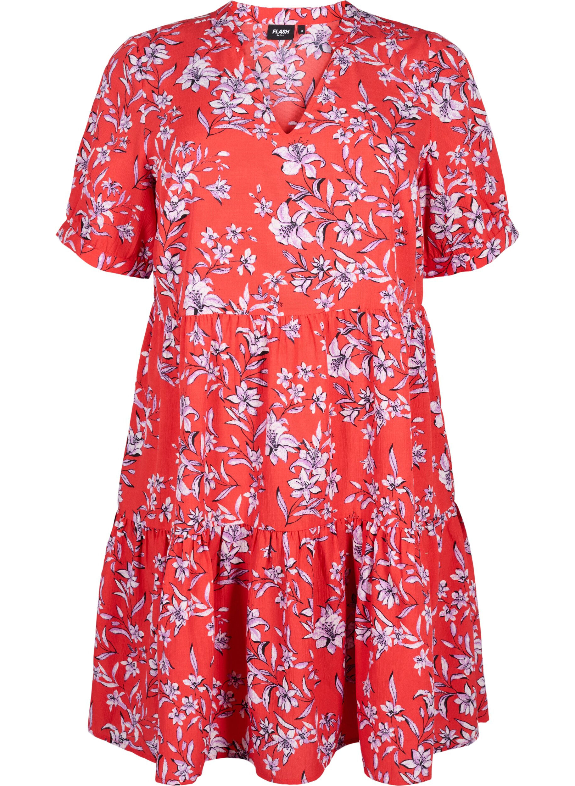 Zizzi FLASH &ndash; A-Linien-Kleid mit Print, Poinsettia Flower, Packshot image number 0