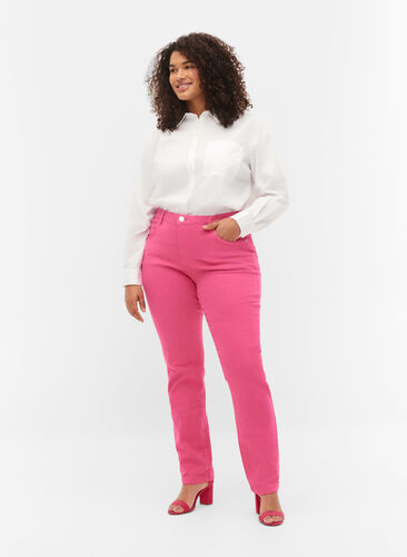 Emily Jeans mit normaler Taillenhöhe und Slim Fit, Shock. Pink, Model image number 0