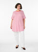 Langes oversized T-Shirt aus Bio-Baumwolle mit Streifen, Lila, Model image number 1