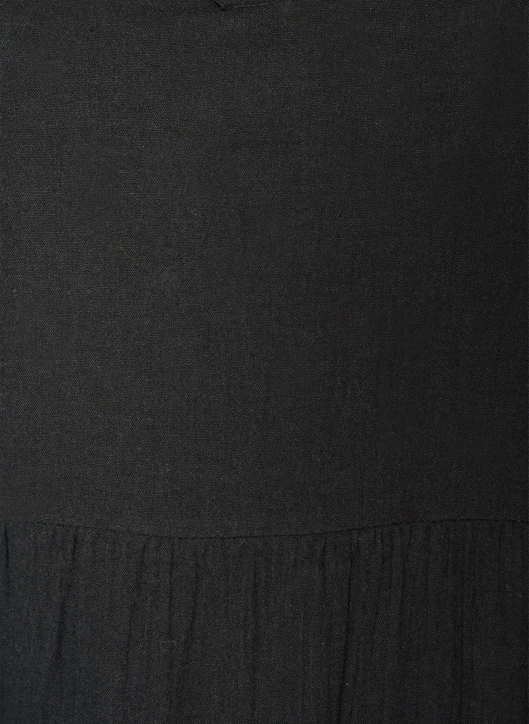 Zizzi Midikleid in A-Linie aus Baumwoll-Musselin, Schwarz, Packshot image number 2