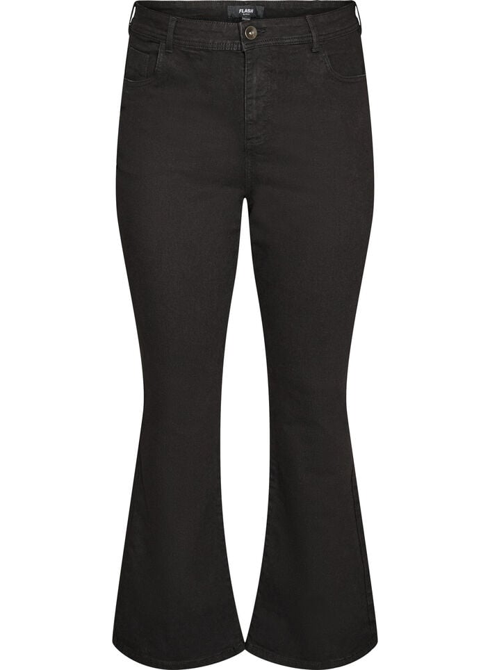 Hoch taillierte Jeans mit Bootcut, Schwarz, Packshot image number 0