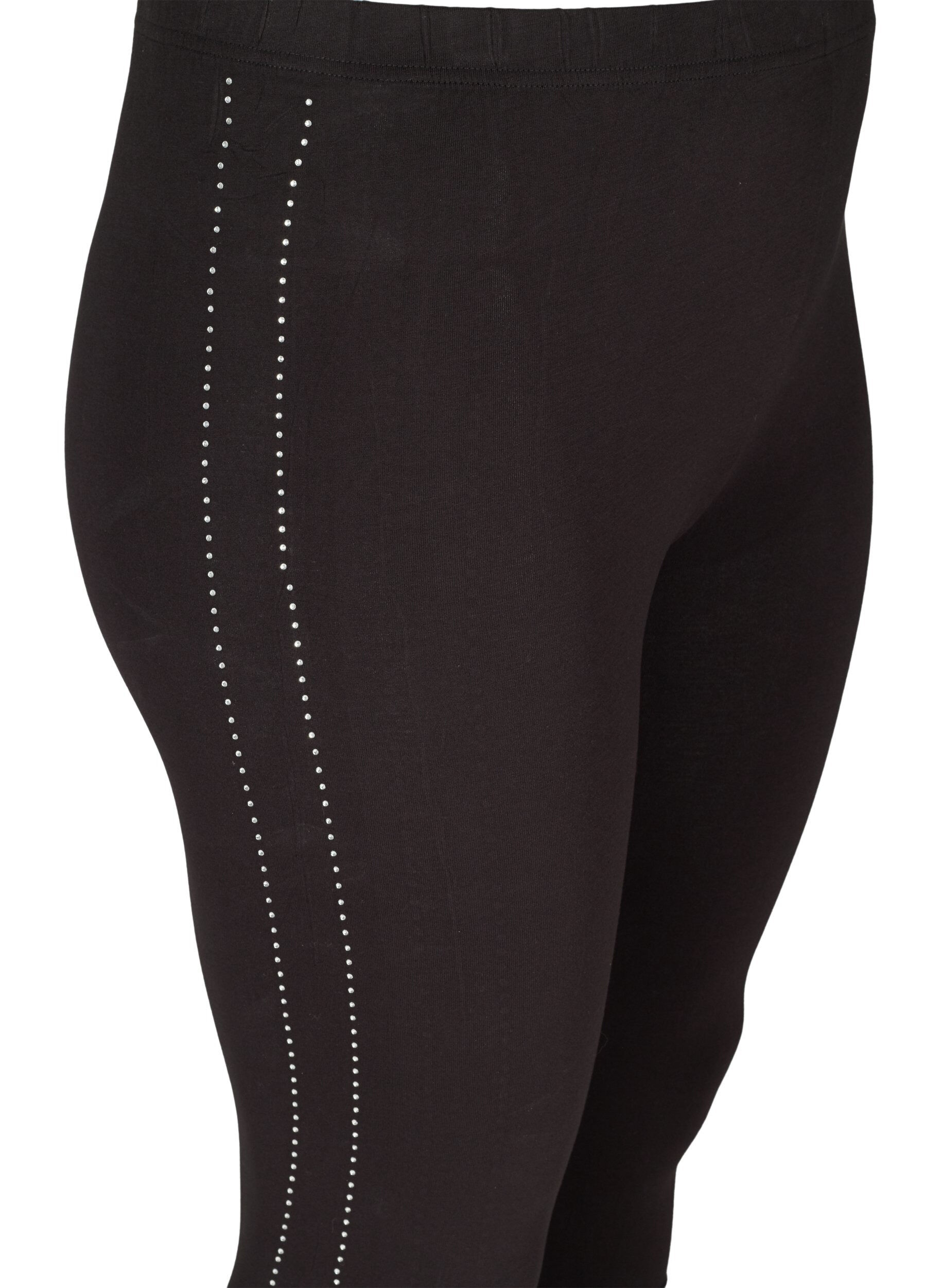 Zizzi Leggings aus Viskose mit Ziersteinen an der Seite, Black, Packshot image number 2