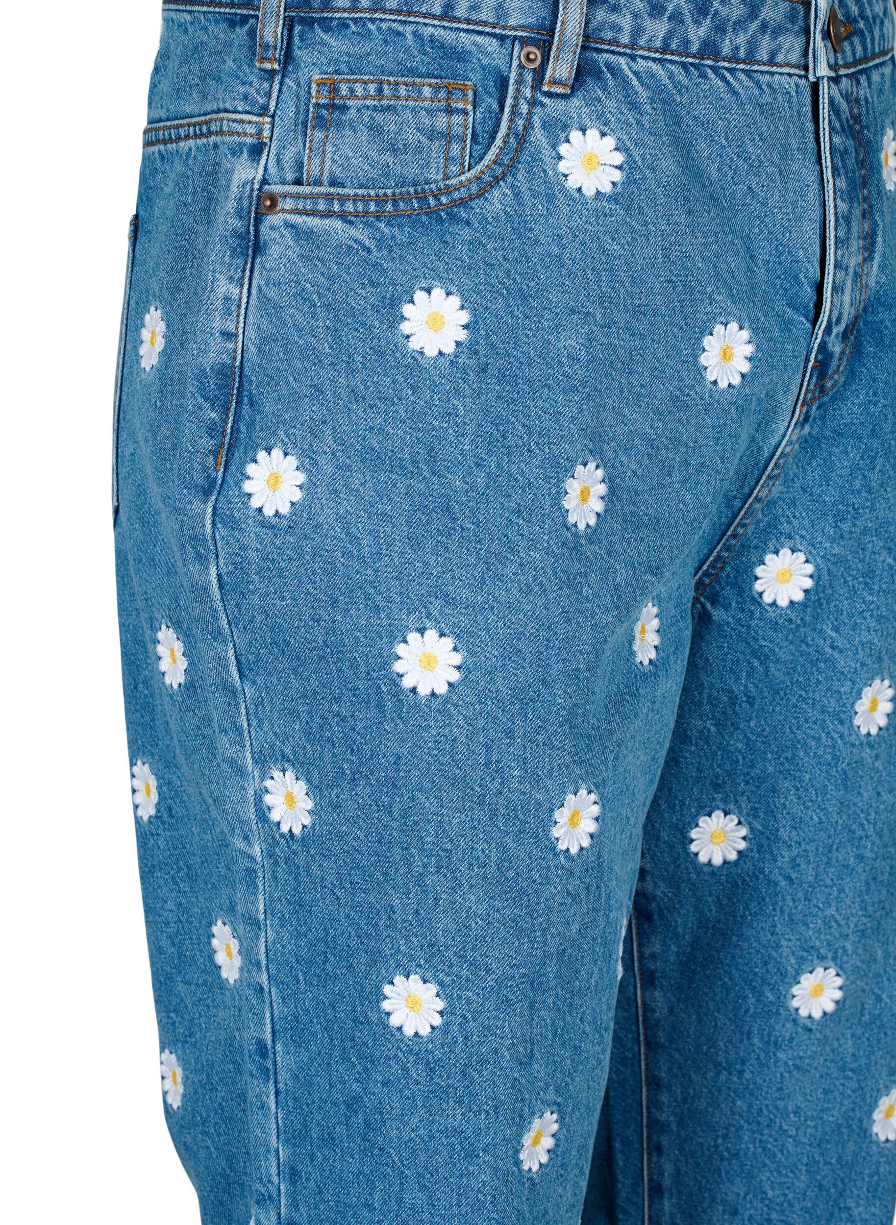 Zizzi  Gemma Jeans mit hoher Taille und G&auml;nsebl&uuml;mchen, Blau, Packshot image number 2