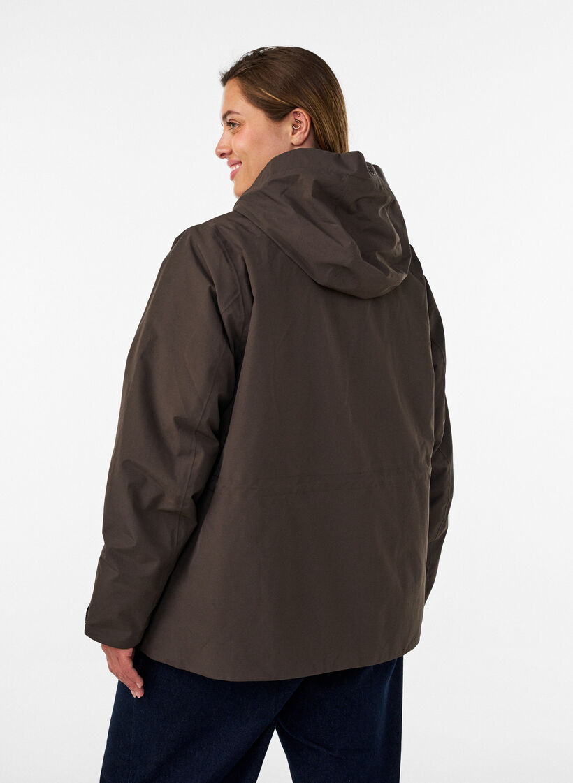 Wasserdichte Winterjacke mit abnehmbarer Kapuze, Braun, Model image number 2