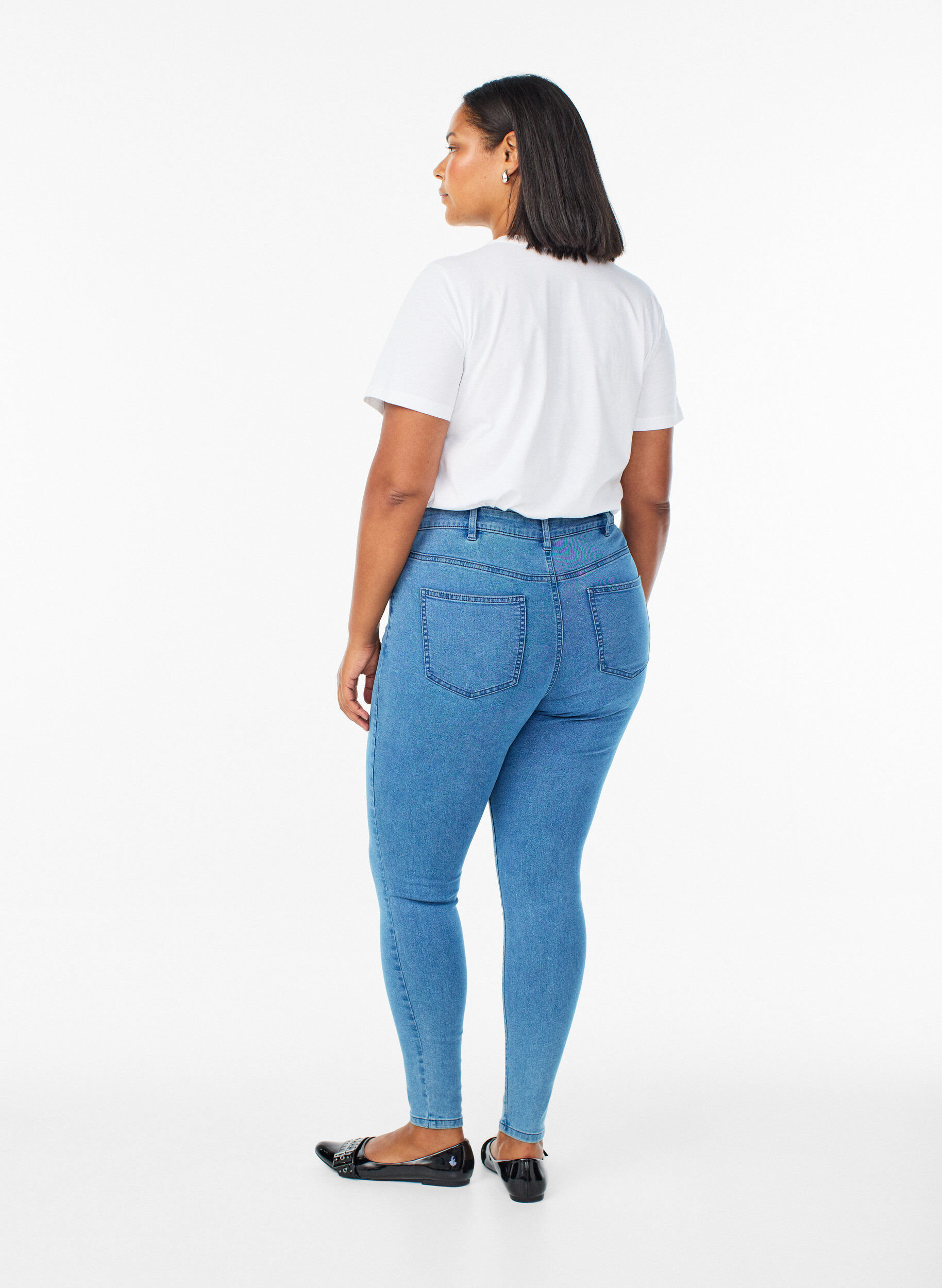 ZizziAmy Super Slim Fit Jeans mit hoher Taille, Blau, Model image number 1