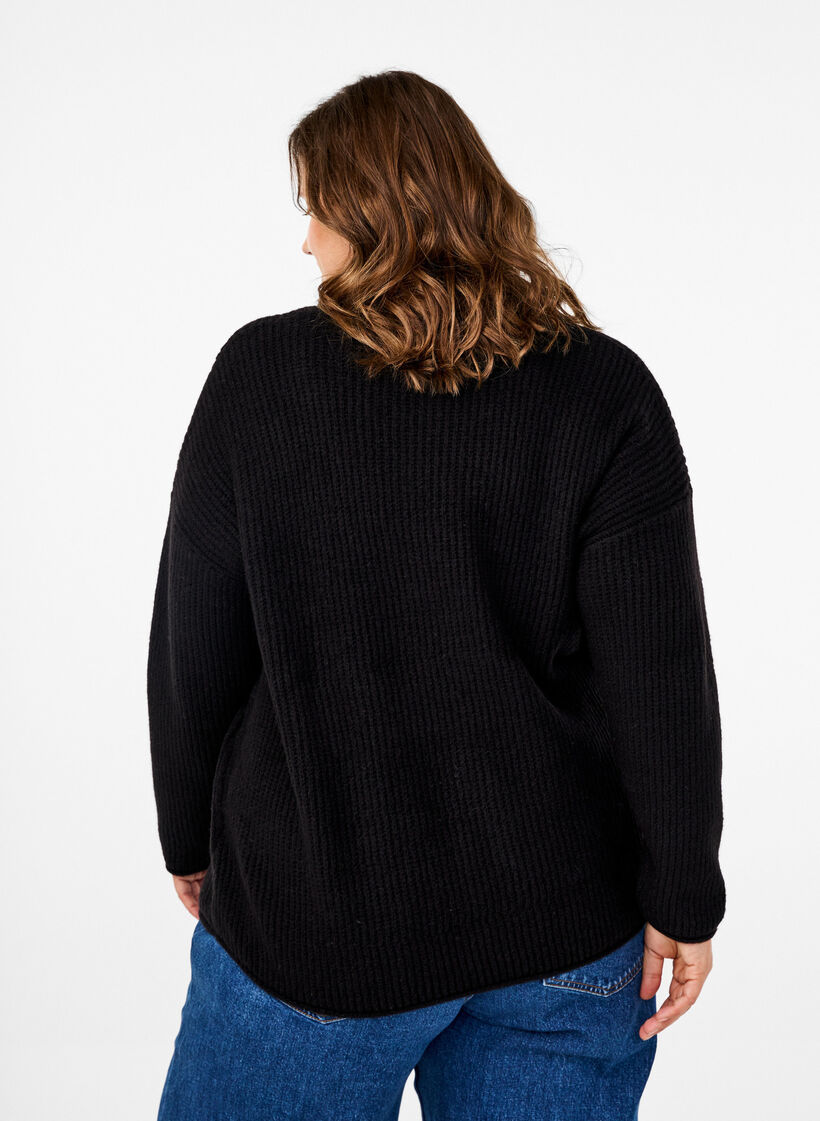 Pullover mit Streifenmuster und langen Ärmeln, Black Mel., Model image number 1