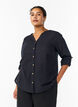 Hemdbluse aus Baumwolle mit V-Ausschnitt, Schwarz, Model image number 0