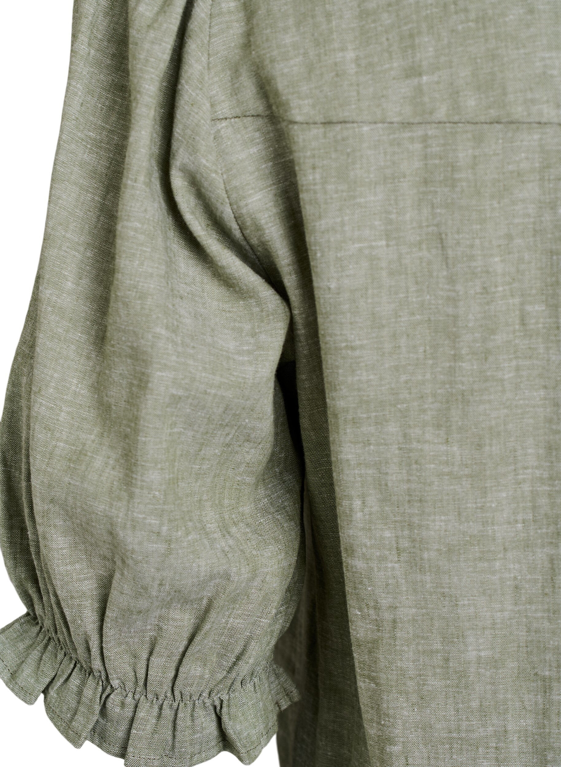 Zizzi Bluse aus Leinen und Viskose mit 1/2-&Auml;rmeln, Gr&uuml;n, Packshot image number 3