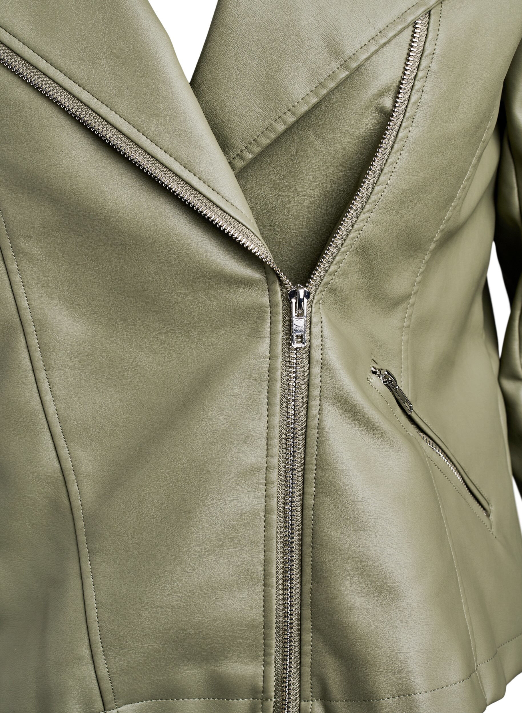 ZizziBikerjacke aus Kunstleder, Gr&uuml;n, Packshot image number 2