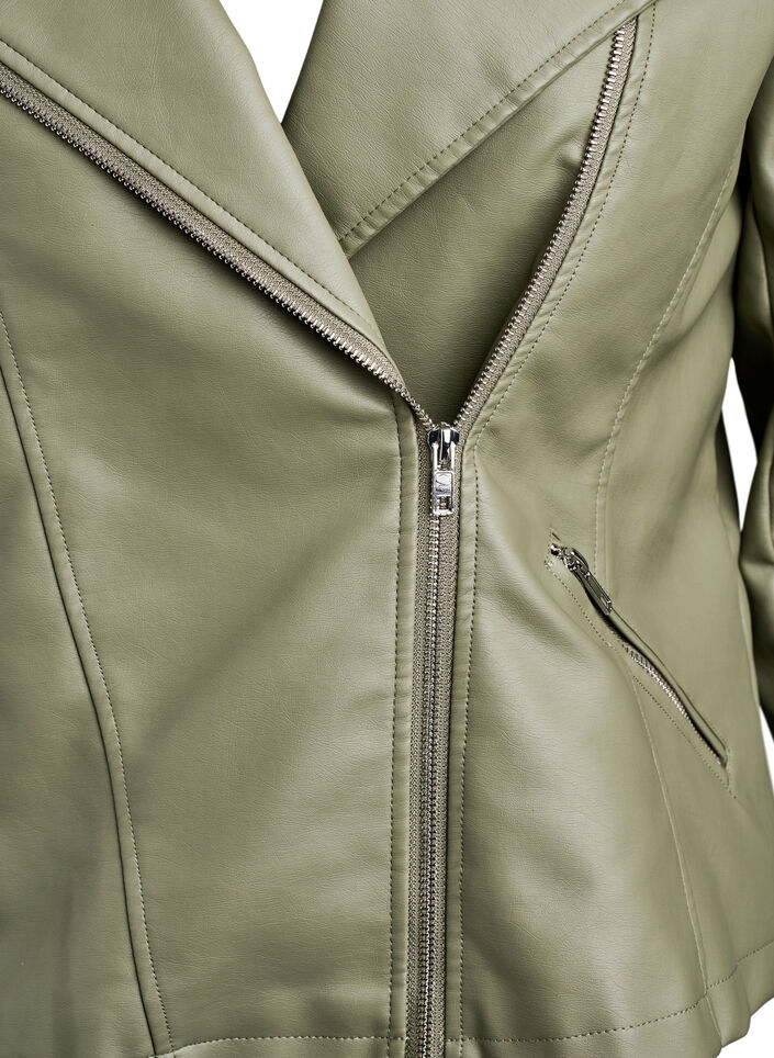 Bikerjacke aus Kunstleder, Gr&uuml;n, Packshot image number 2
