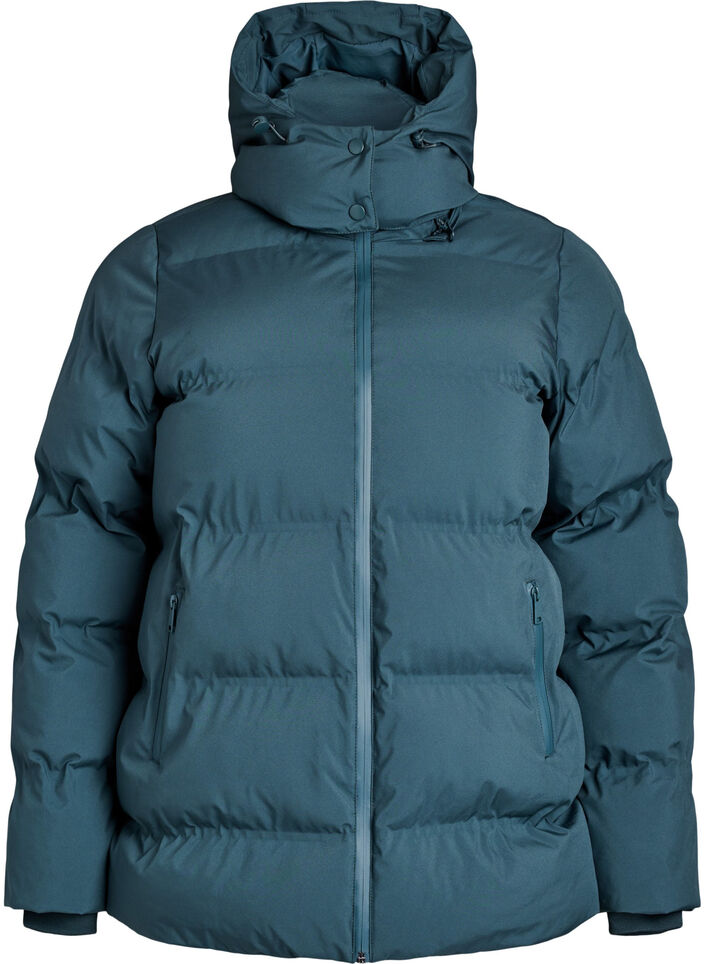 Kurze Steppjacke mit abnehmbarer Kapuze, Gr&uuml;n, Packshot image number 0