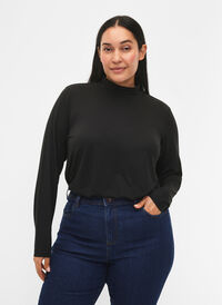 FLASH - Langärmelige Bluse mit Rollkragen, Black, Model