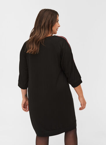 Kleid mit 3/4-Ärmeln und Trackband, Black, Model image number 1