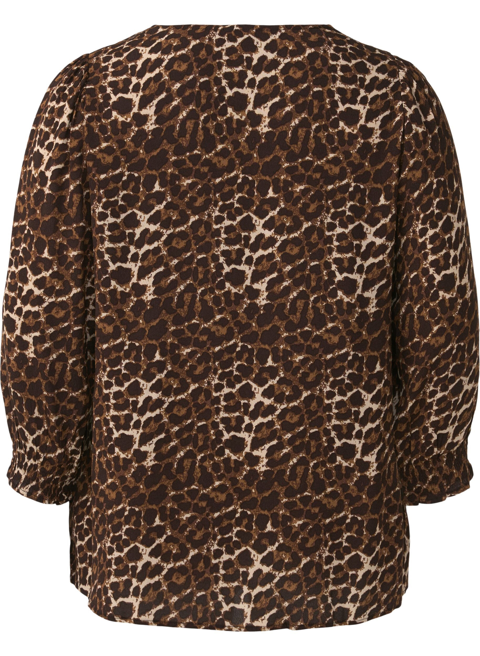 Zizzi Bluse mit Leopardenmuster und 3/4-&Auml;rmeln, Leo AOP, Packshot image number 1