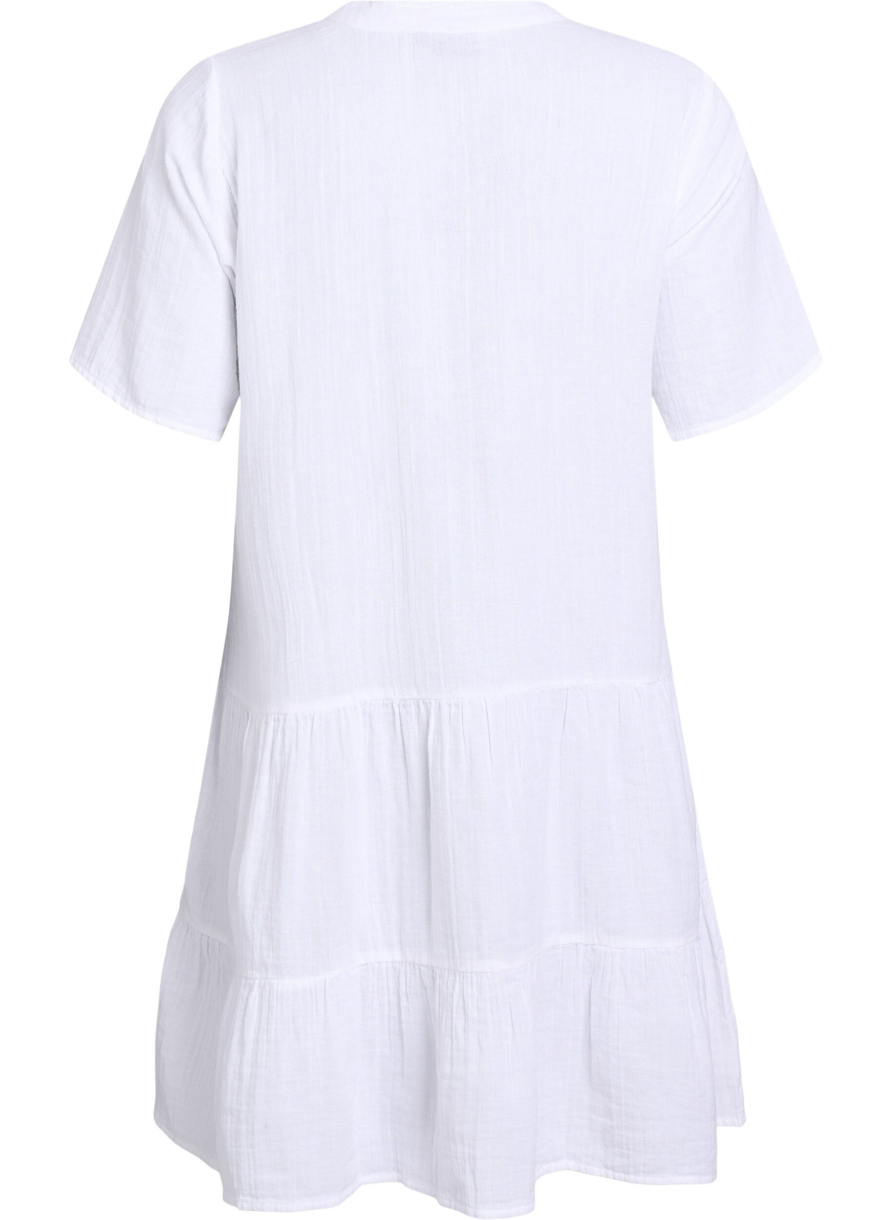 ZizziKurzes A-Linien-Kleid aus Baumwollmusselin, Wei&szlig;, Packshot image number 1