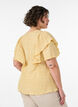 Bluse mit gesmokter Textur und R&uuml;schen&auml;rmeln, Gelb, Model image number 2