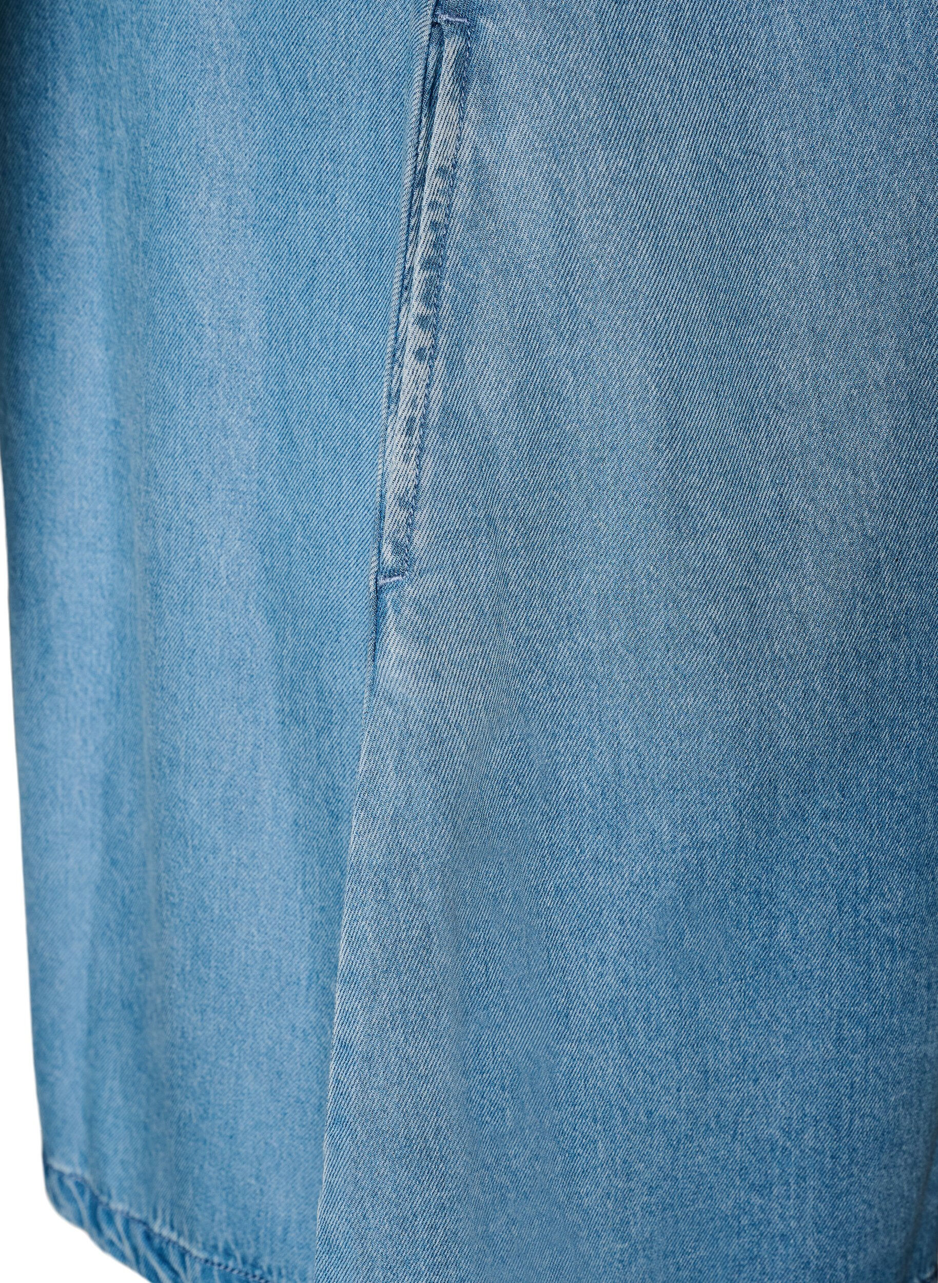 ZizziJeanskleid aus Lyocell mit Kn&ouml;pfen und kurzen &Auml;rmeln, Blau, Packshot image number 3