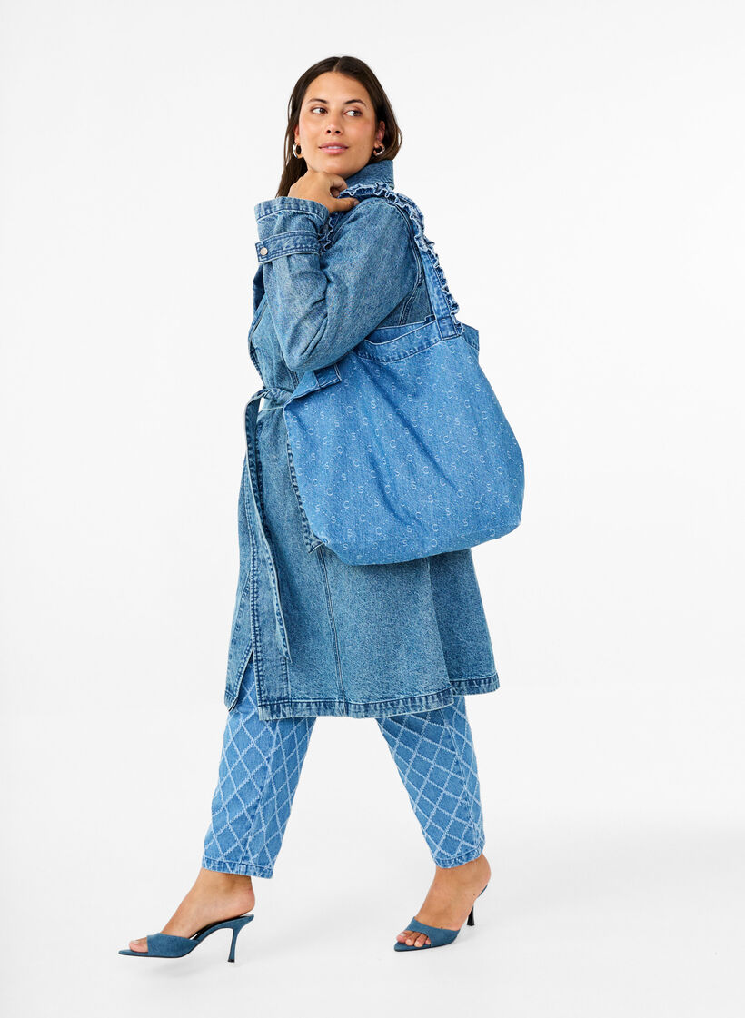 Einkaufstasche aus Denim, Light Blue Denim, Model image number 0