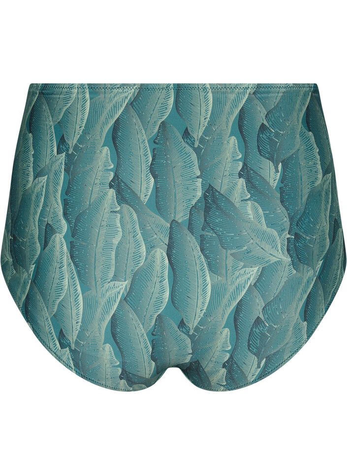 Bikini-Slip mit Print und hoher Taille, Gr&uuml;n, Packshot image number 1