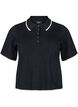 Fein gestricktes Poloshirt mit Kontrastbesatz, Schwarz, Packshot image number 0