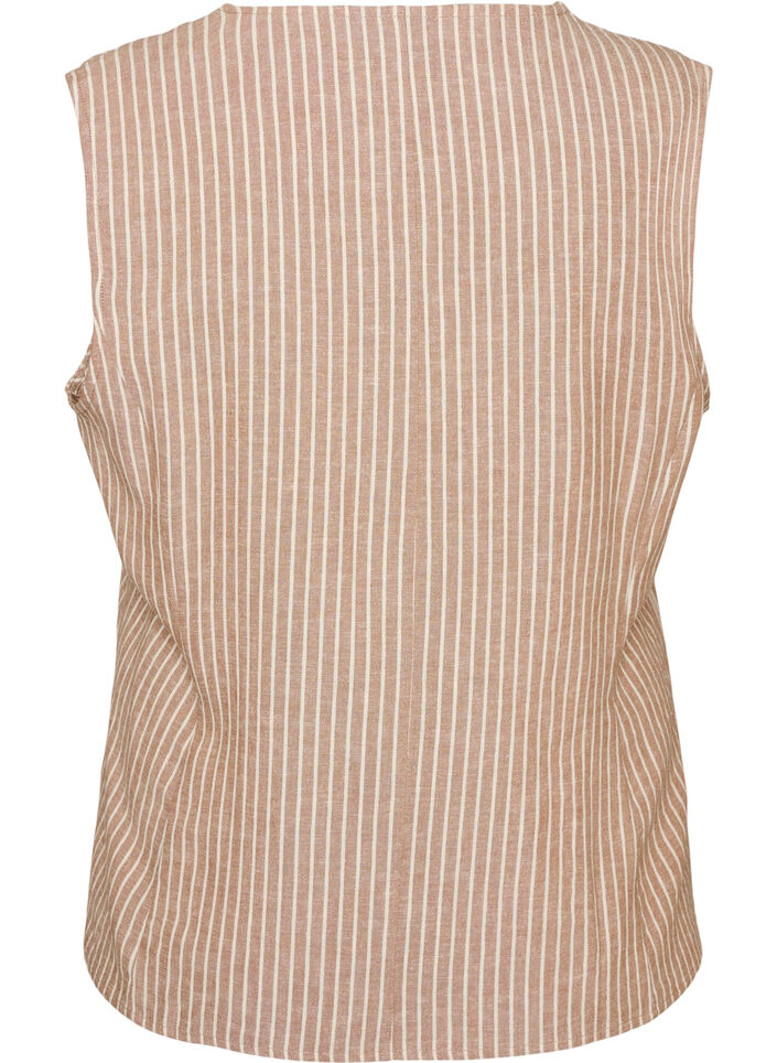 Gestreifte Weste aus Leinen und Viskose, Beige, Packshot image number 1