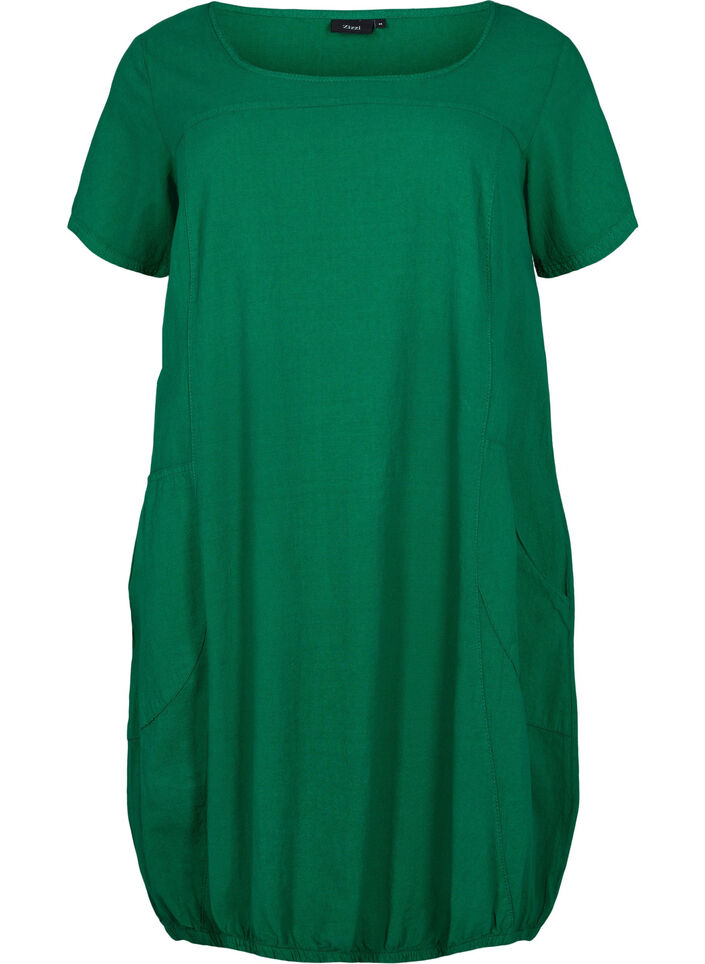 Kurzarm Kleid aus Baumwolle, Verdant Green, Packshot image number 0