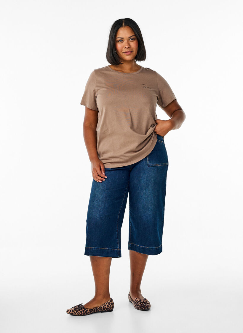 T-Shirt mit Printdetails auf der Vorder- und Rückseite, Braun, Model image number 1