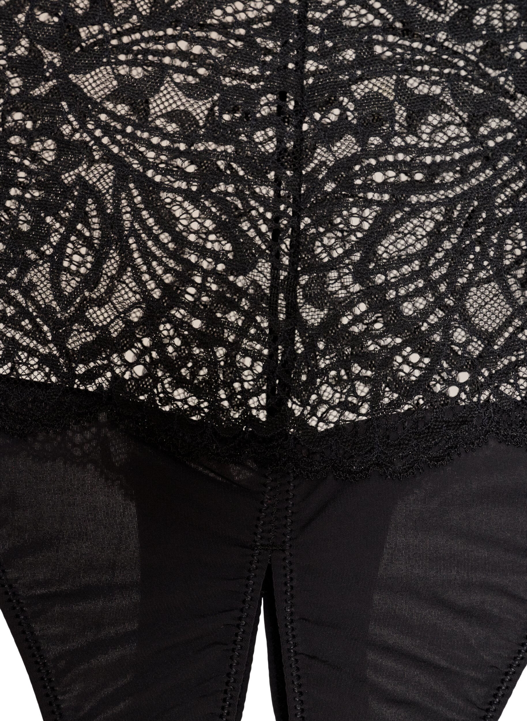 ZizziOffener Hipster-String mit Spitze und hohem Bund, Schwarz, Packshot image number 2