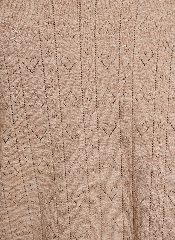 Kurz&auml;rmelige Bluse aus Strick mit Pointelle-Muster, Beige, Packshot image number 2