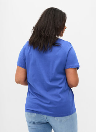 Kurzarm T-Shirt aus Baumwolle mit Aufdruck, Dazzling Blue WAYS, Model image number 1